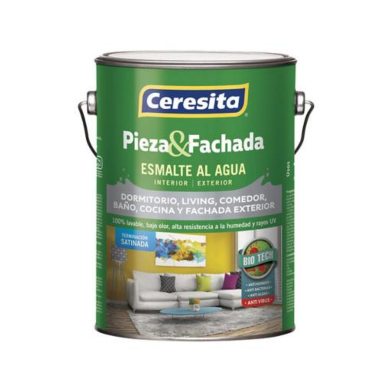 Esmalte al Agua Pieza y Fachada Blanco S/Brillo Tineta