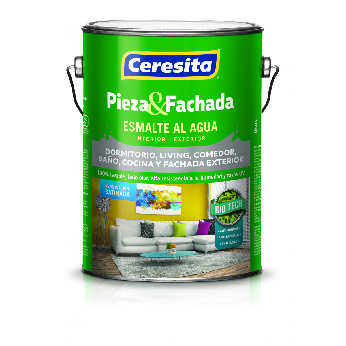 Esmalte al Agua Pieza y Fachada Blanco Satinada Tineta